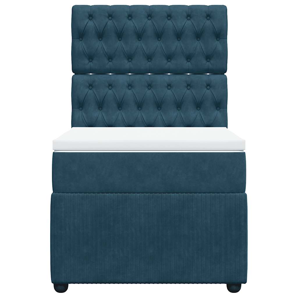 vidaXL Κρεβάτι Boxspring με Στρώμα Μπλε 80 x 200 εκ. Βελούδινο