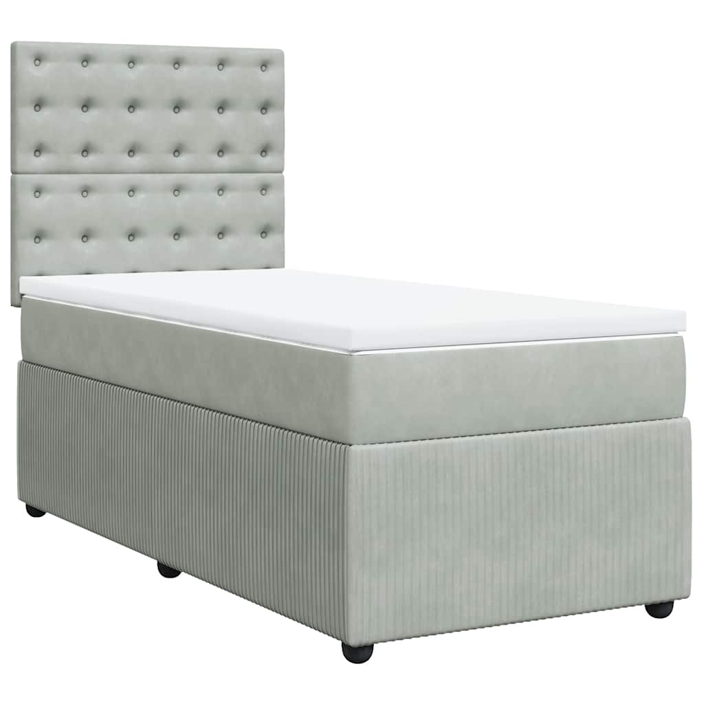 vidaXL Κρεβάτι Boxspring με Στρώμα Ανοιχτό Γκρι 80x200 εκ. Βελούδινο