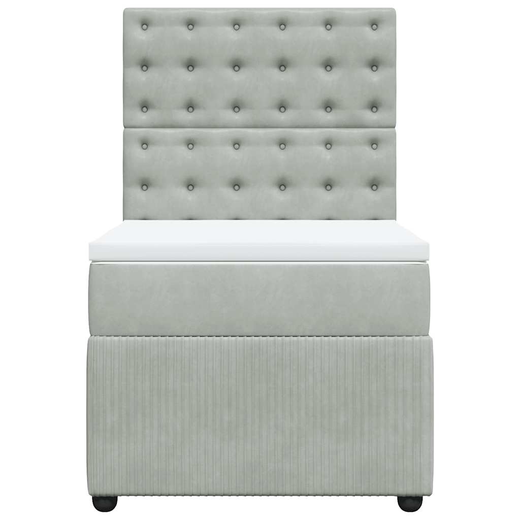 vidaXL Κρεβάτι Boxspring με Στρώμα Ανοιχτό Γκρι 80x200 εκ. Βελούδινο