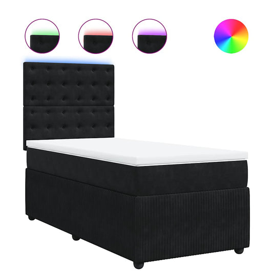 vidaXL Κρεβάτι Boxspring με Στρώμα Μαύρο 80 x 200 εκ. Βελούδινο