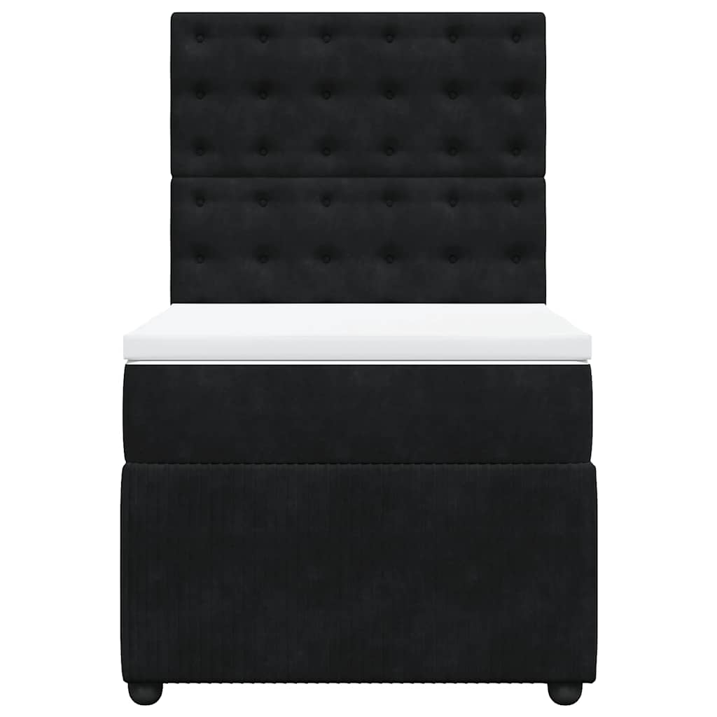 vidaXL Κρεβάτι Boxspring με Στρώμα Μαύρο 80 x 200 εκ. Βελούδινο