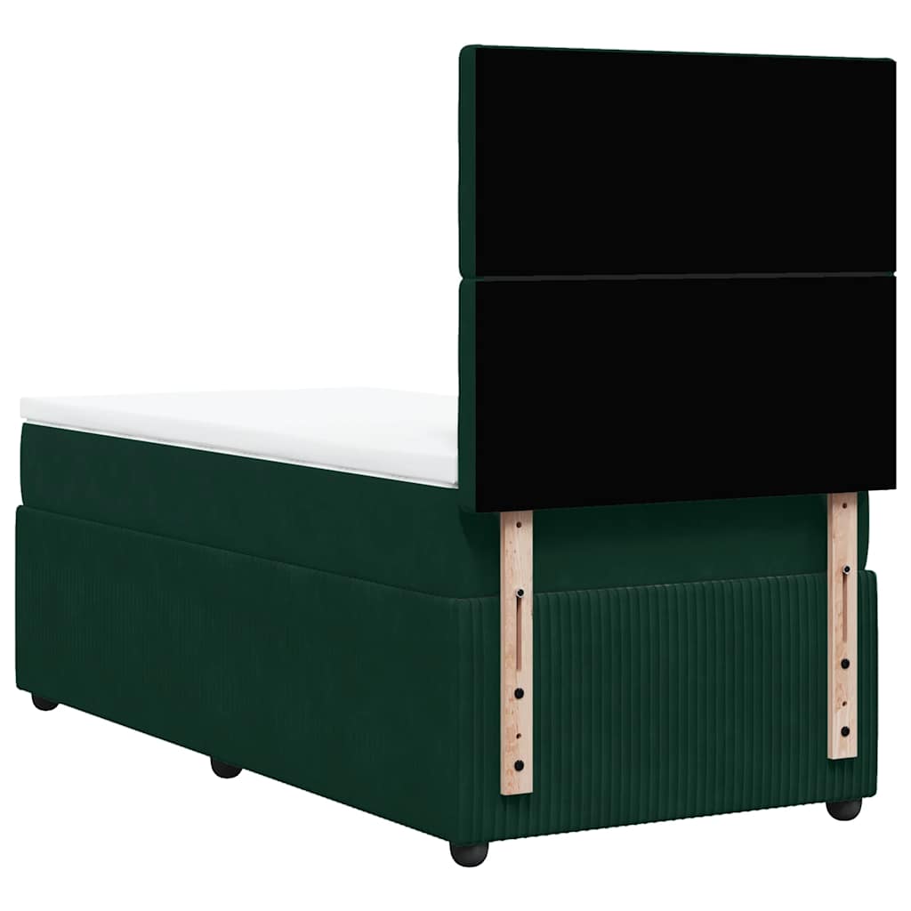 vidaXL Κρεβάτι Boxspring με Στρώμα Σκούρο Πράσινο 80x200 εκ. Βελούδινο