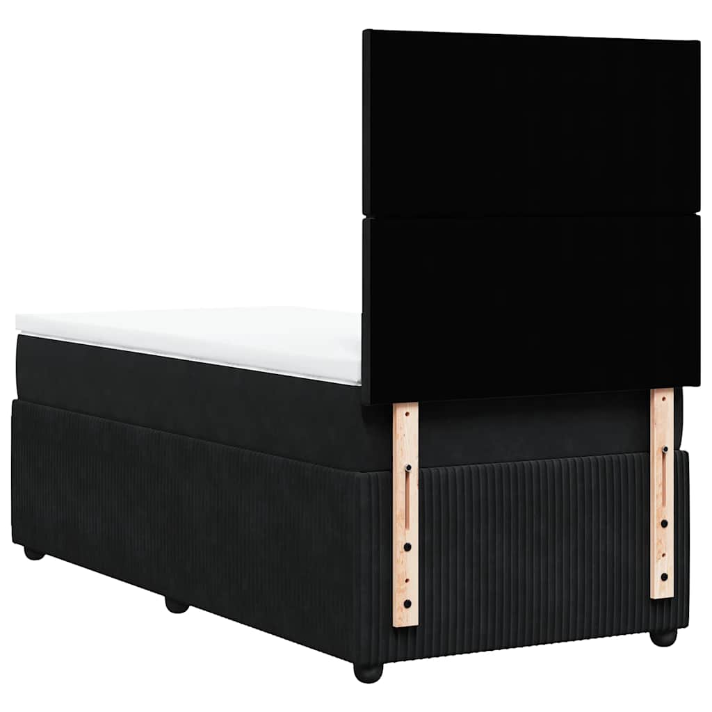 vidaXL Κρεβάτι Boxspring με Στρώμα Μαύρο 90x190 εκ. Βελούδινο