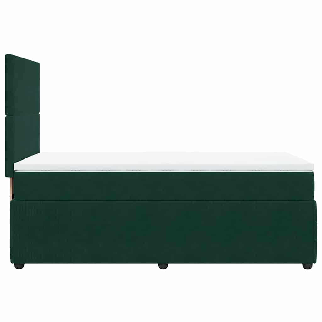 vidaXL Κρεβάτι Boxspring με Στρώμα Σκούρο Πράσινο 90x190 εκ. Βελούδινο