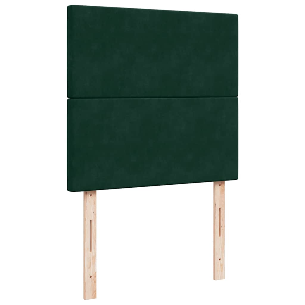 vidaXL Κρεβάτι Boxspring με Στρώμα Σκούρο Πράσινο 90x190 εκ. Βελούδινο