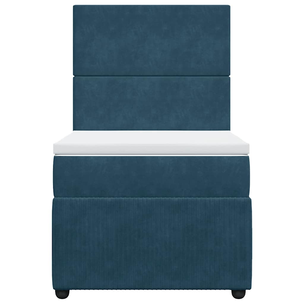 vidaXL Κρεβάτι Boxspring με Στρώμα Μπλε 90x190 εκ. Βελούδινο