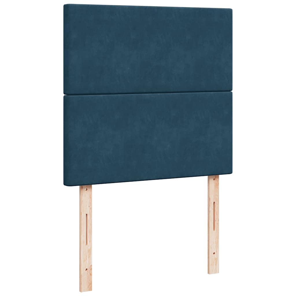vidaXL Κρεβάτι Boxspring με Στρώμα Μπλε 90x190 εκ. Βελούδινο