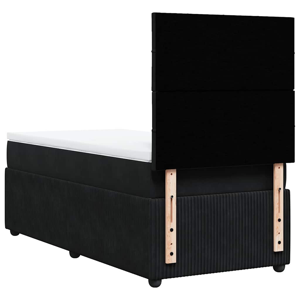 vidaXL Κρεβάτι Boxspring με Στρώμα Μαύρο 90x190 εκ. Βελούδινο