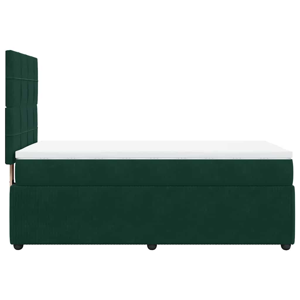 vidaXL Κρεβάτι Boxspring με Στρώμα Σκούρο Πράσινο 90x190 εκ. Βελούδινο
