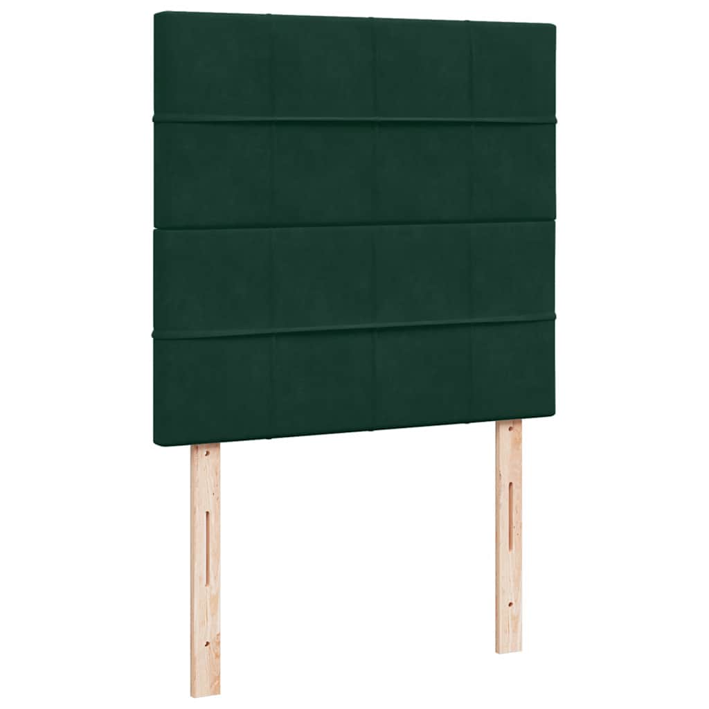 vidaXL Κρεβάτι Boxspring με Στρώμα Σκούρο Πράσινο 90x190 εκ. Βελούδινο