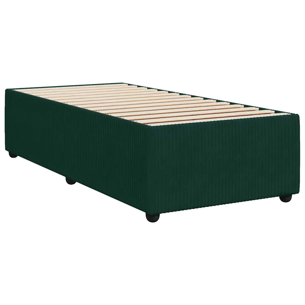 vidaXL Κρεβάτι Boxspring με Στρώμα Σκούρο Πράσινο 90x190 εκ. Βελούδινο