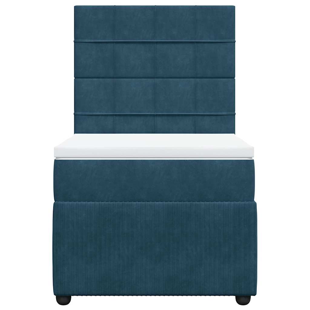 vidaXL Κρεβάτι Boxspring με Στρώμα Μπλε 90x190 εκ. Βελούδινο