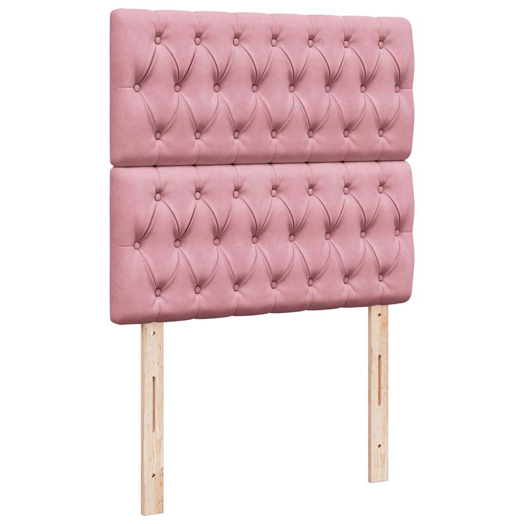 vidaXL Κρεβάτι Boxspring με Στρώμα Ροζ 90x190 εκ. Βελούδινο
