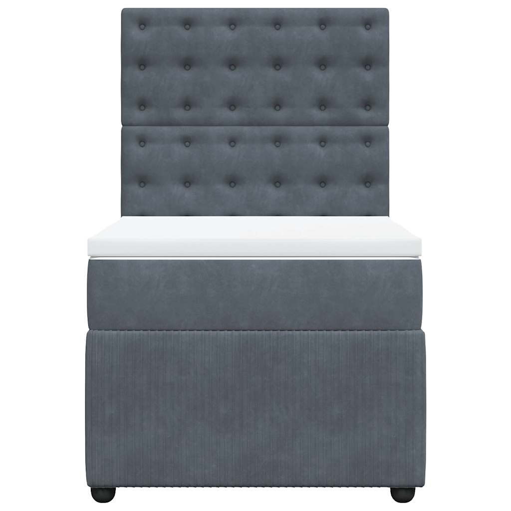 vidaXL Κρεβάτι Boxspring με Στρώμα Σκούρο Γκρι 90x190 εκ. Βελούδινο