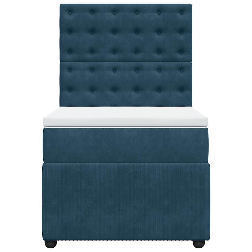 vidaXL Κρεβάτι Boxspring με Στρώμα Μπλε 90x190 εκ. Βελούδινο