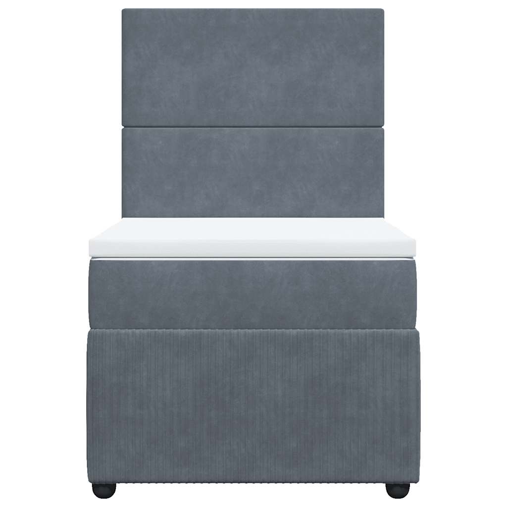 vidaXL Κρεβάτι Boxspring με Στρώμα Σκούρο Γκρι 90x200 εκ. Βελούδινο