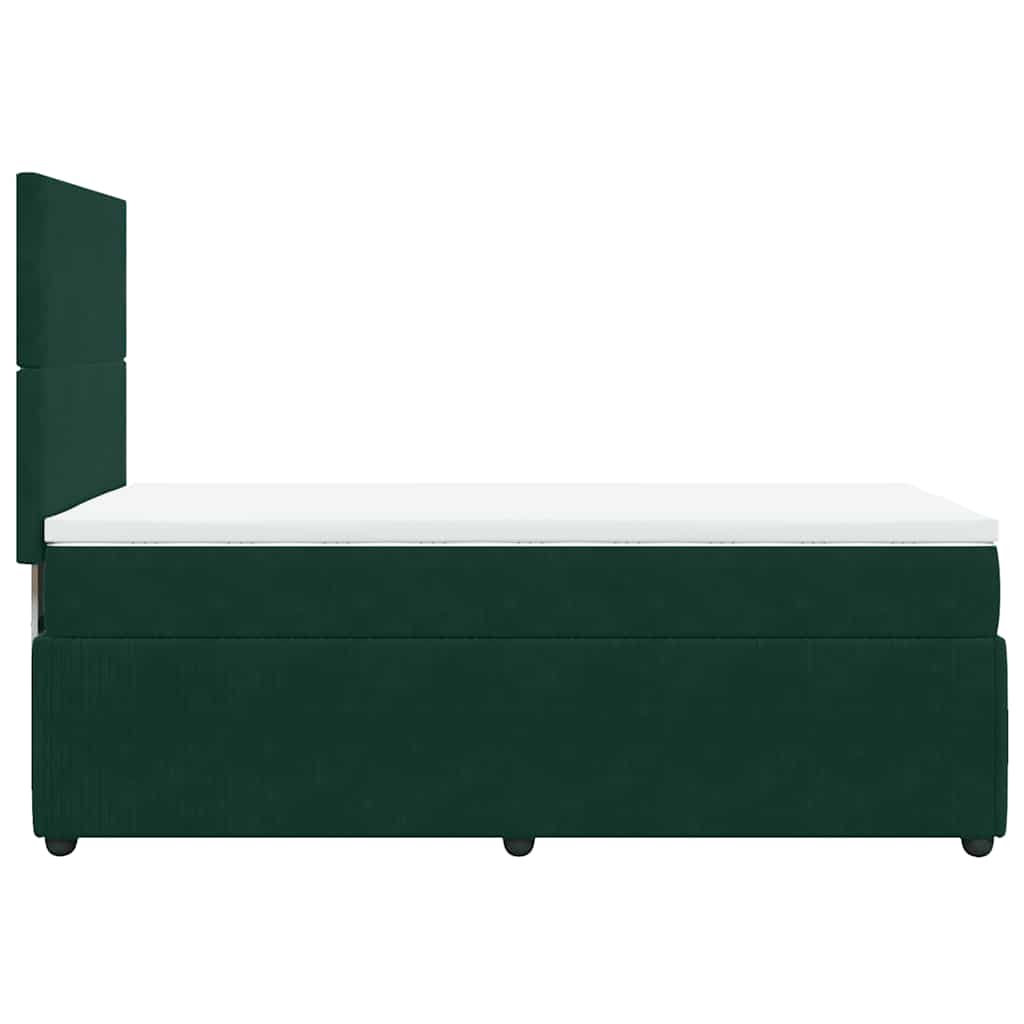 vidaXL Κρεβάτι Boxspring με Στρώμα Σκούρο Πράσινο 90x200 εκ. Βελούδινο