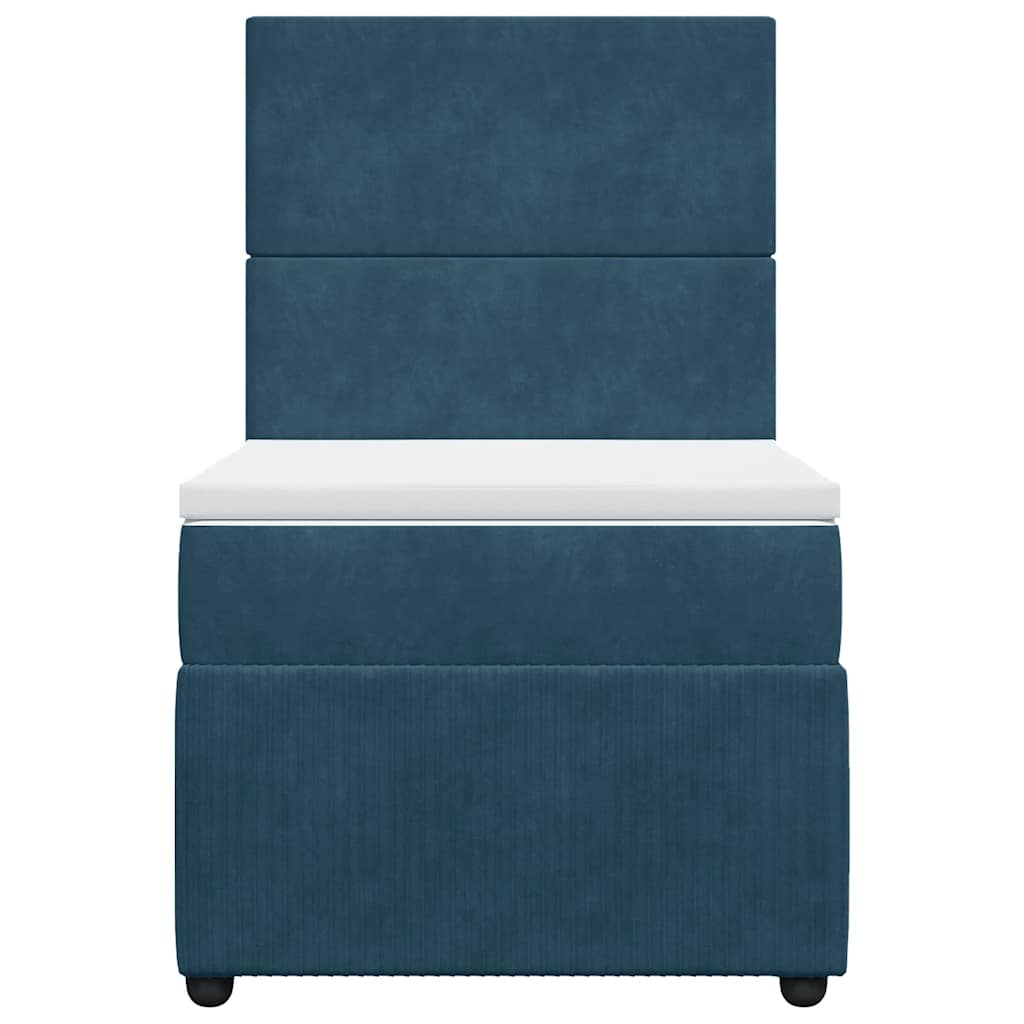 vidaXL Κρεβάτι Boxspring με Στρώμα Μπλε 90x200 εκ. Βελούδινο