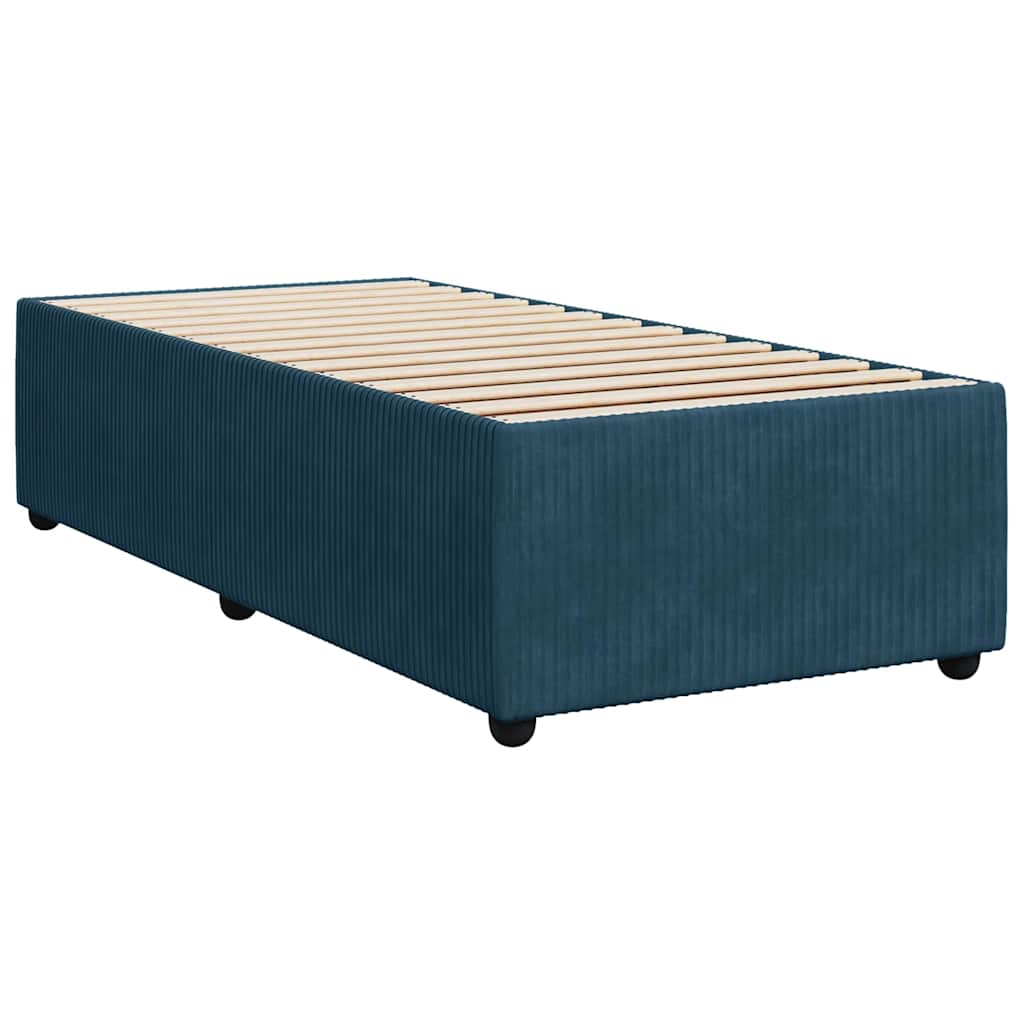 vidaXL Κρεβάτι Boxspring με Στρώμα Μπλε 90x200 εκ. Βελούδινο