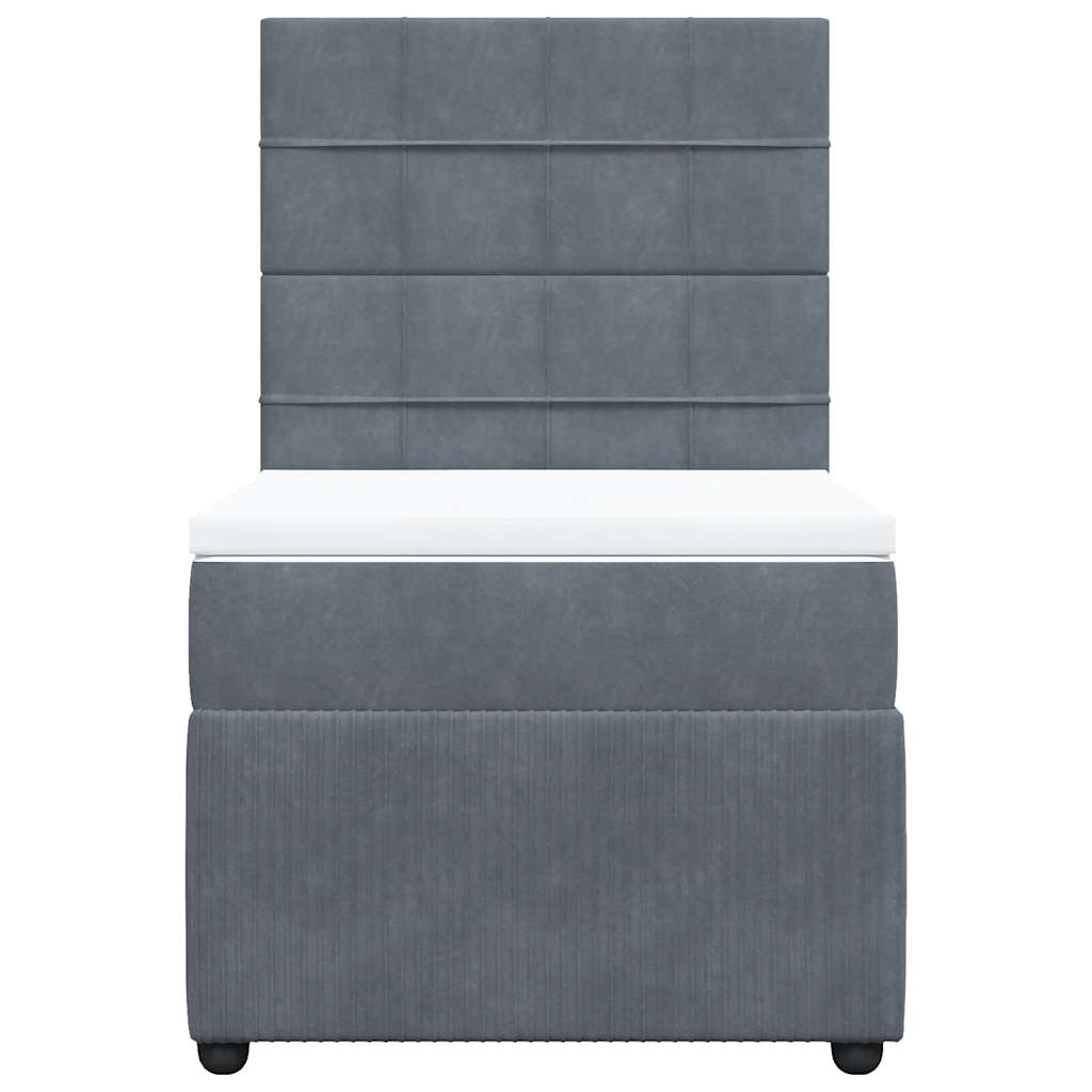 vidaXL Κρεβάτι Boxspring με Στρώμα Σκούρο Γκρι 90x200 εκ. Βελούδινο