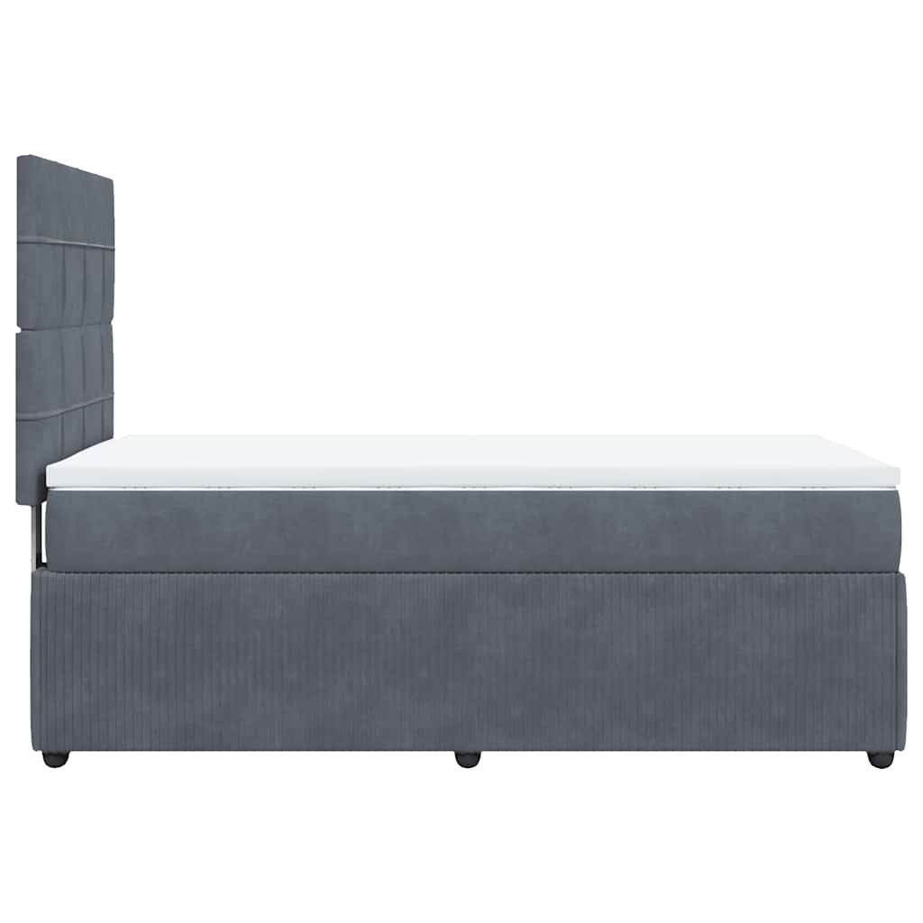 vidaXL Κρεβάτι Boxspring με Στρώμα Σκούρο Γκρι 90x200 εκ. Βελούδινο