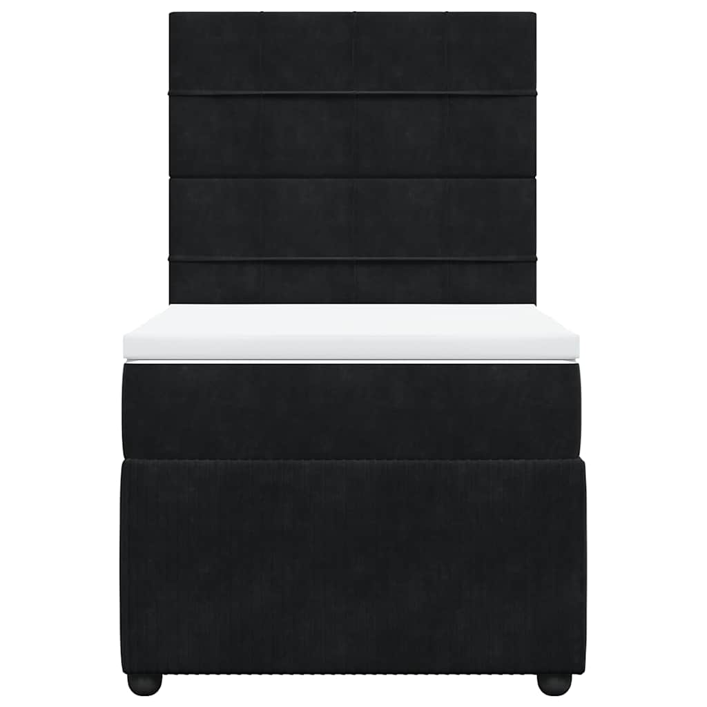 vidaXL Κρεβάτι Boxspring με Στρώμα Μαύρο 90x200 εκ. Βελούδινο