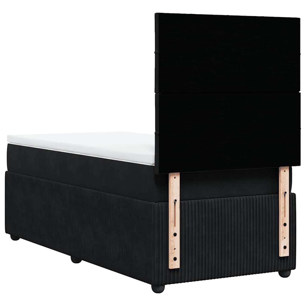 vidaXL Κρεβάτι Boxspring με Στρώμα Μαύρο 90x200 εκ. Βελούδινο