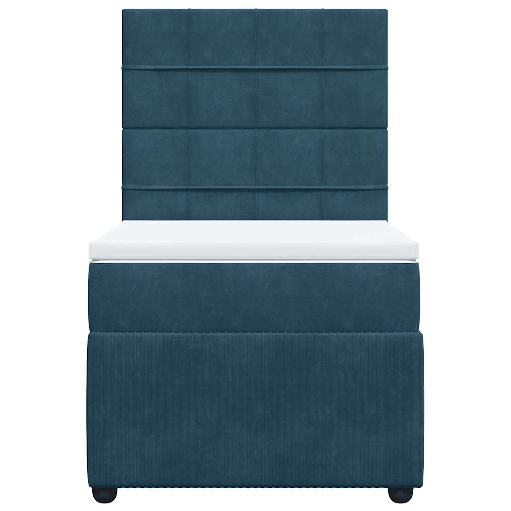 vidaXL Κρεβάτι Boxspring με Στρώμα Μπλε 90x200 εκ. Βελούδινο