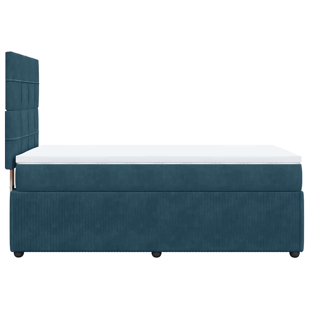 vidaXL Κρεβάτι Boxspring με Στρώμα Μπλε 90x200 εκ. Βελούδινο