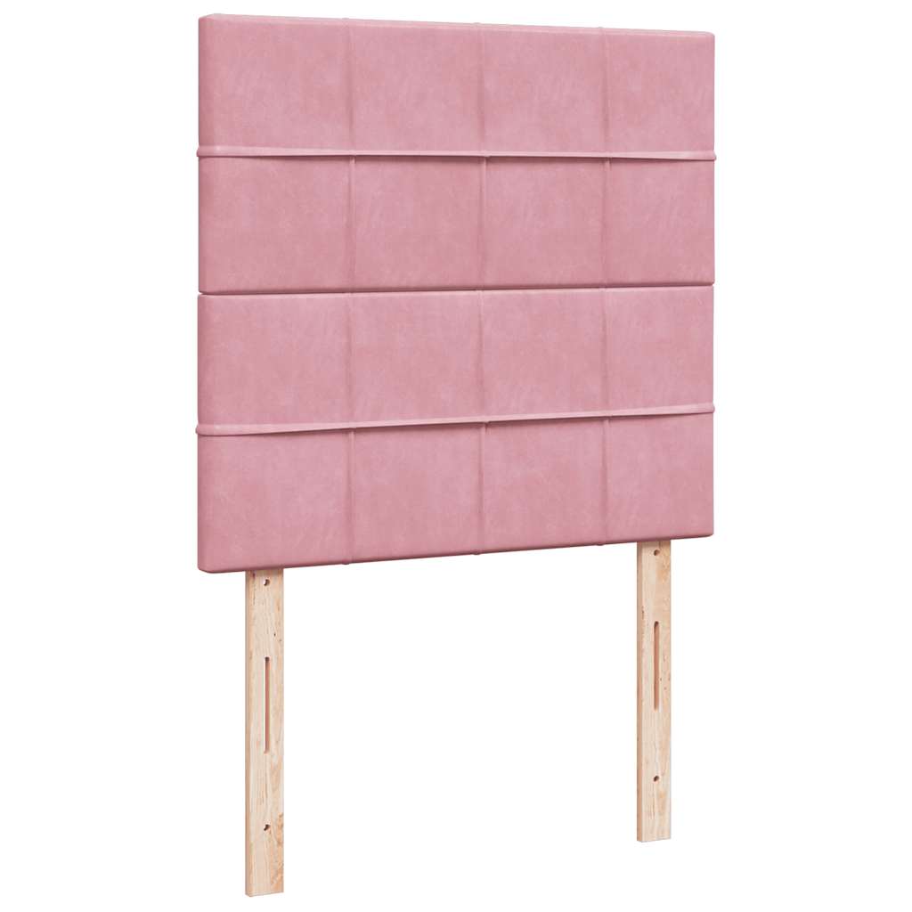 vidaXL Κρεβάτι Boxspring με Στρώμα Ροζ 90x200 εκ. Βελούδινο