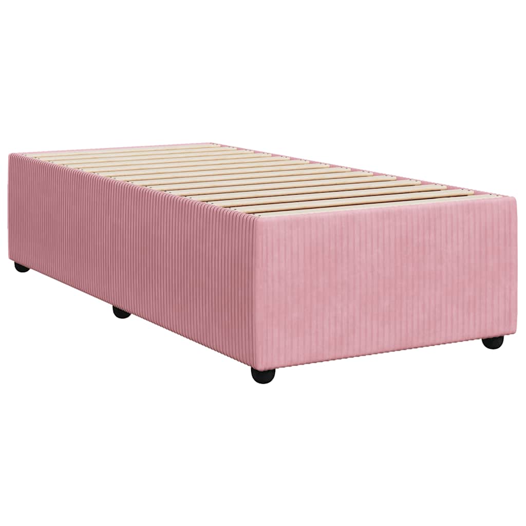 vidaXL Κρεβάτι Boxspring με Στρώμα Ροζ 90x200 εκ. Βελούδινο