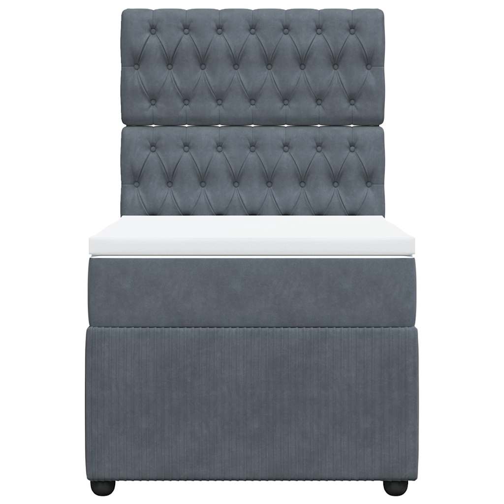 vidaXL Κρεβάτι Boxspring με Στρώμα Σκούρο Γκρι 90x200 εκ. Βελούδινο