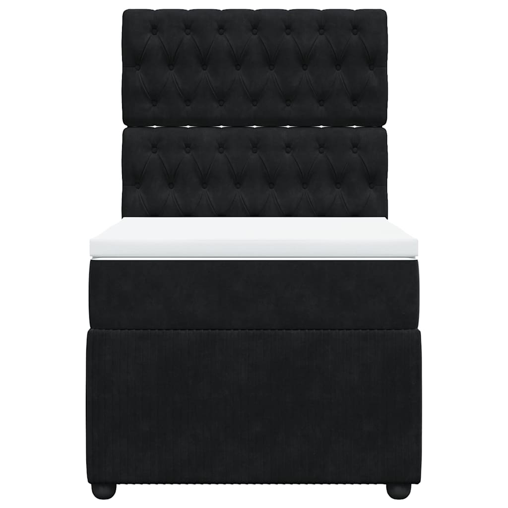 vidaXL Κρεβάτι Boxspring με Στρώμα Μαύρο 90x200 εκ. Βελούδινο