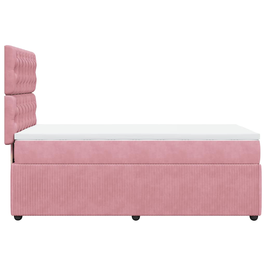 vidaXL Κρεβάτι Boxspring με Στρώμα Ροζ 90x200 εκ. Βελούδινο