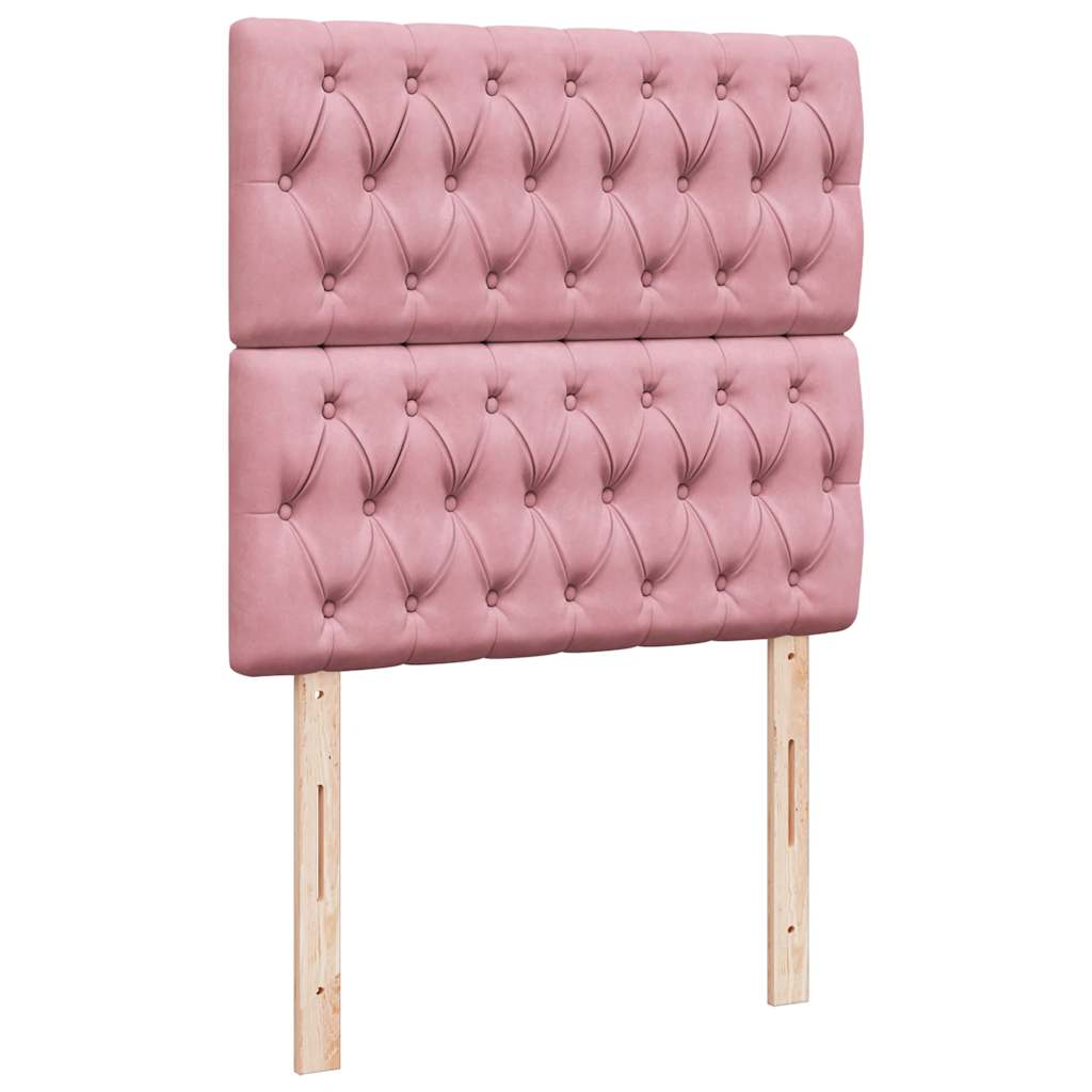 vidaXL Κρεβάτι Boxspring με Στρώμα Ροζ 90x200 εκ. Βελούδινο