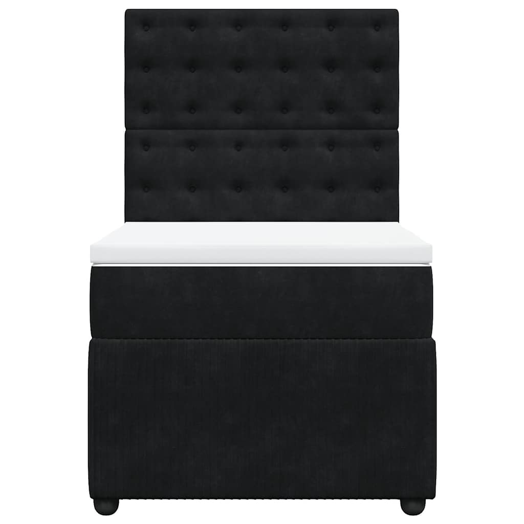 vidaXL Κρεβάτι Boxspring με Στρώμα Μαύρο 90x200 εκ. Βελούδινο