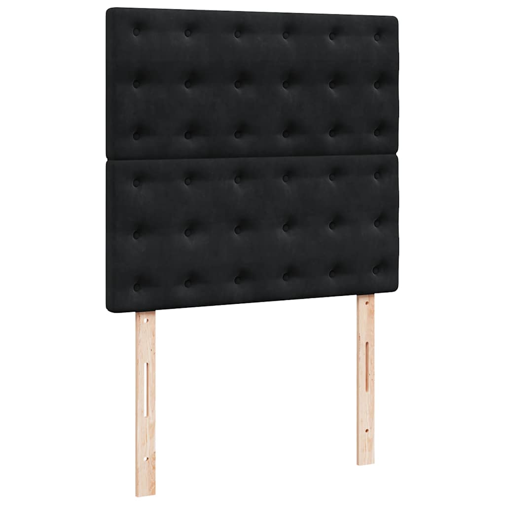 vidaXL Κρεβάτι Boxspring με Στρώμα Μαύρο 90x200 εκ. Βελούδινο