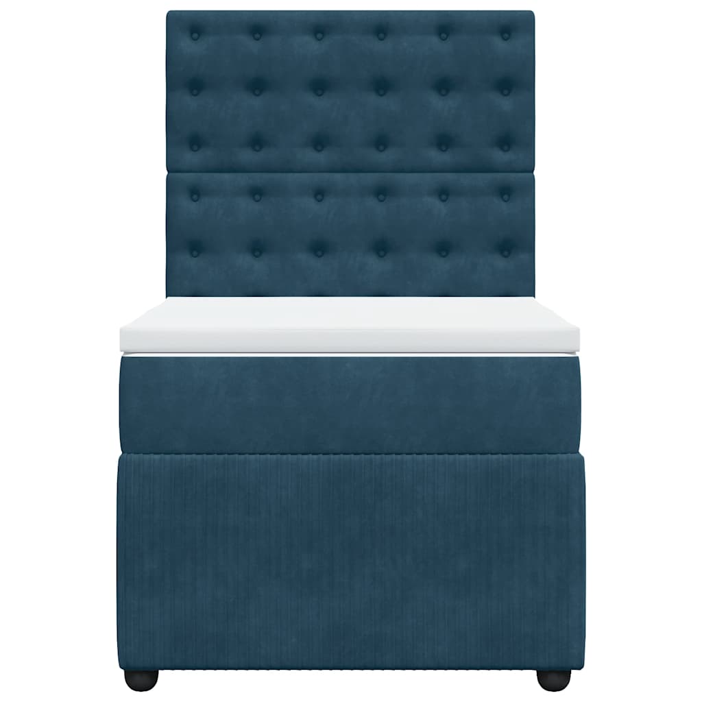 vidaXL Κρεβάτι Boxspring με Στρώμα Μπλε 90x200 εκ. Βελούδινο