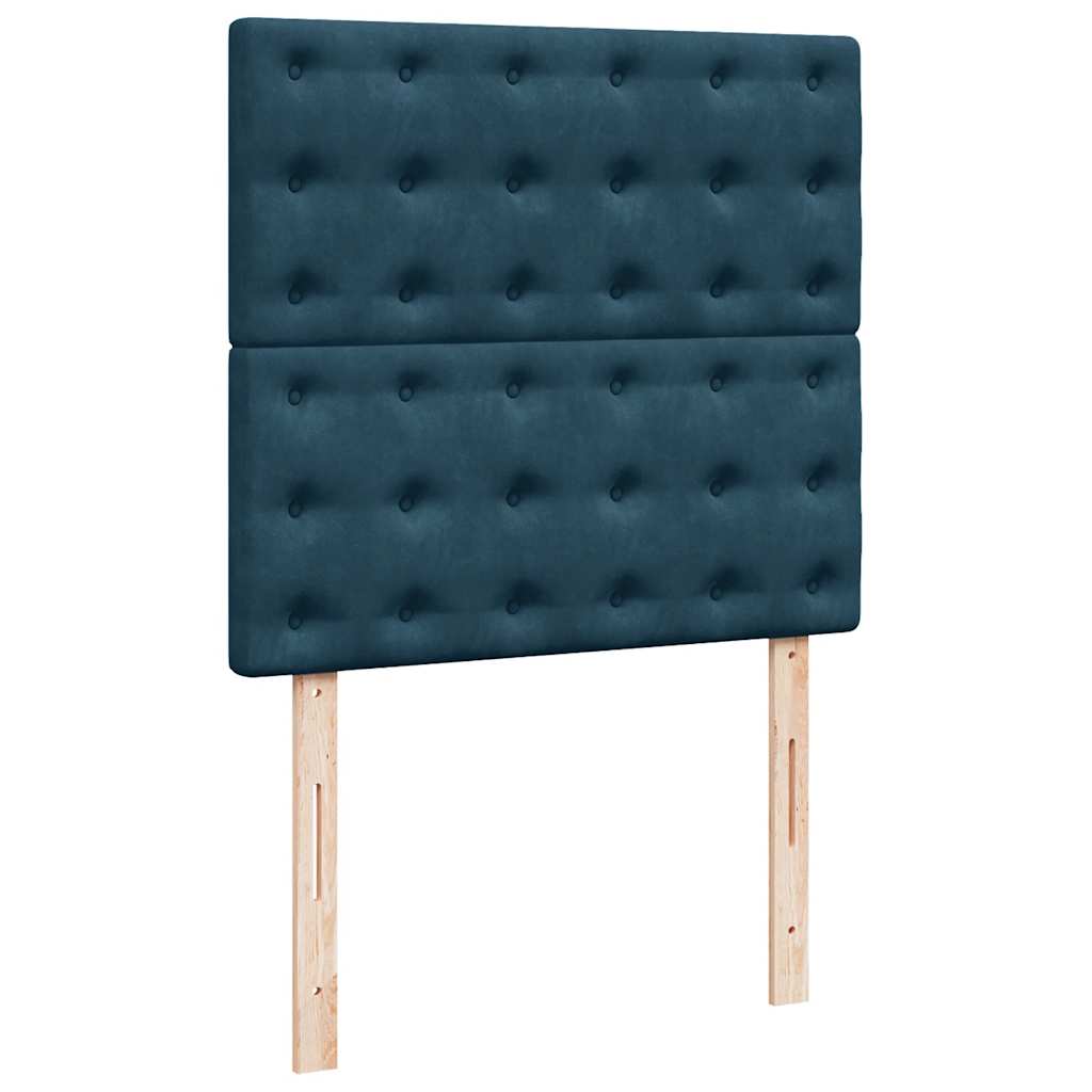 vidaXL Κρεβάτι Boxspring με Στρώμα Μπλε 90x200 εκ. Βελούδινο