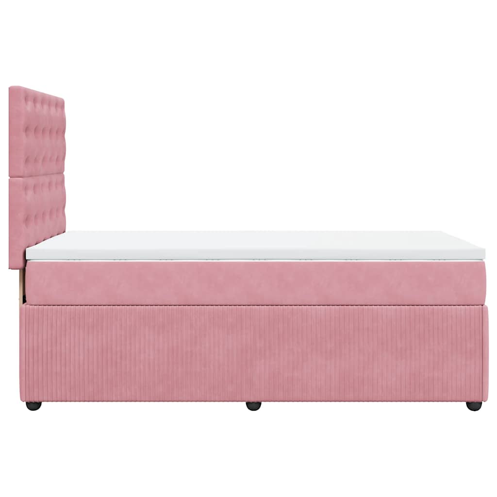 vidaXL Κρεβάτι Boxspring με Στρώμα Ροζ 90x200 εκ. Βελούδινο