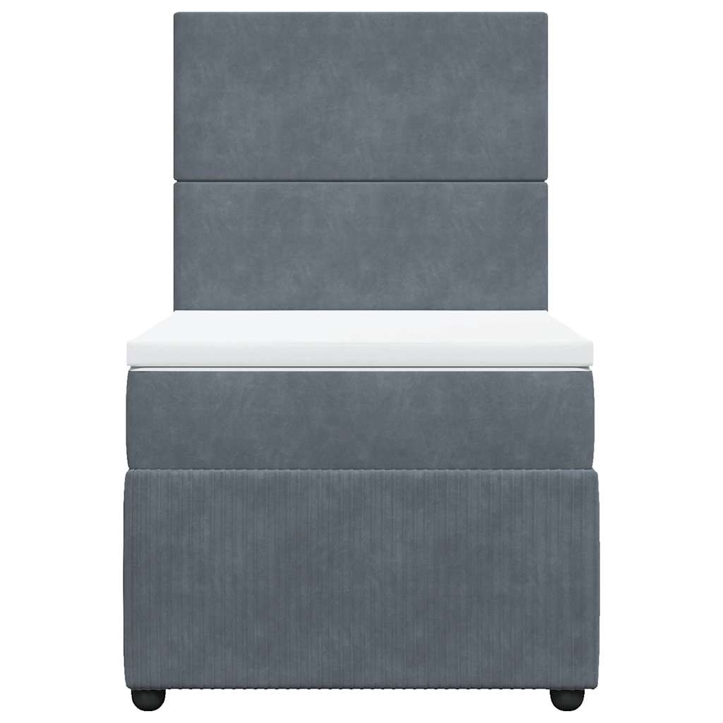 vidaXL Κρεβάτι Boxspring με Στρώμα Σκούρο Γκρι 100x200 εκ. Βελούδινο