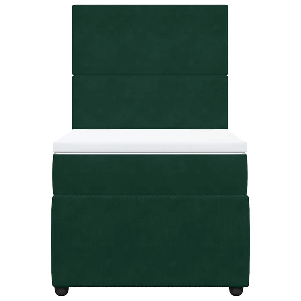 vidaXL Κρεβάτι Boxspring με Στρώμα Σκούρο Πράσινο 100x200εκ. Βελούδινο