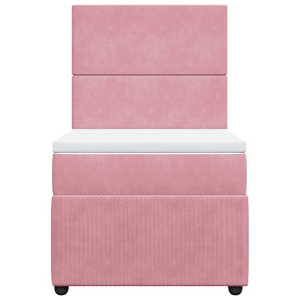vidaXL Κρεβάτι Boxspring με Στρώμα Ροζ 100x200 εκ. Βελούδινο