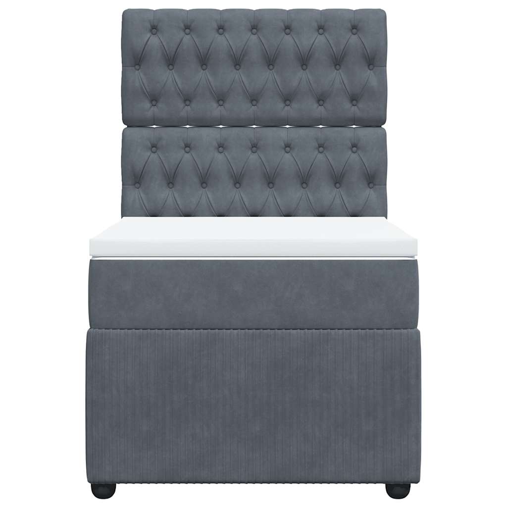 vidaXL Κρεβάτι Boxspring με Στρώμα Σκούρο Γκρι 100x200 εκ. Βελούδινο