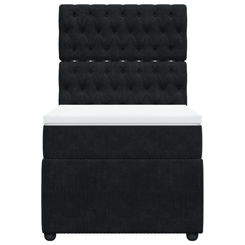 vidaXL Κρεβάτι Boxspring με Στρώμα Μαύρο 100x200 εκ. Βελούδινο