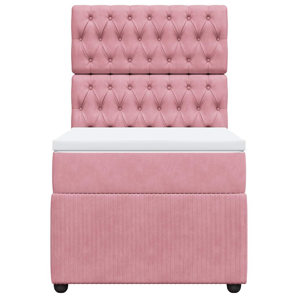 vidaXL Κρεβάτι Boxspring με Στρώμα Ροζ 100x200 εκ. Βελούδινο