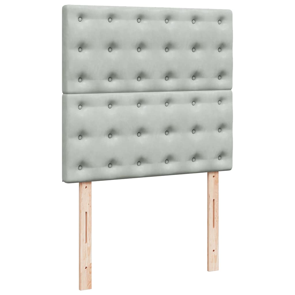 vidaXL Κρεβάτι Boxspring με Στρώμα Ανοιχτό Γκρι 100x200 εκ. Βελούδινο