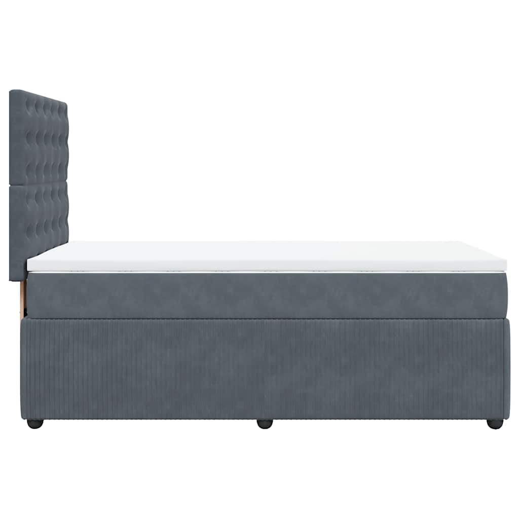 vidaXL Κρεβάτι Boxspring με Στρώμα Σκούρο Γκρι 100x200 εκ. Βελούδινο