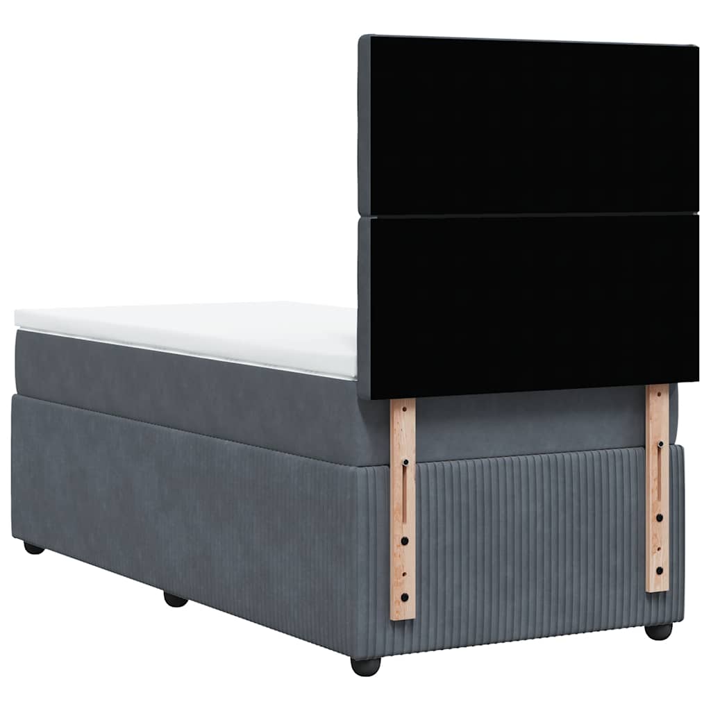 vidaXL Κρεβάτι Boxspring με Στρώμα Σκούρο Γκρι 100x200 εκ. Βελούδινο