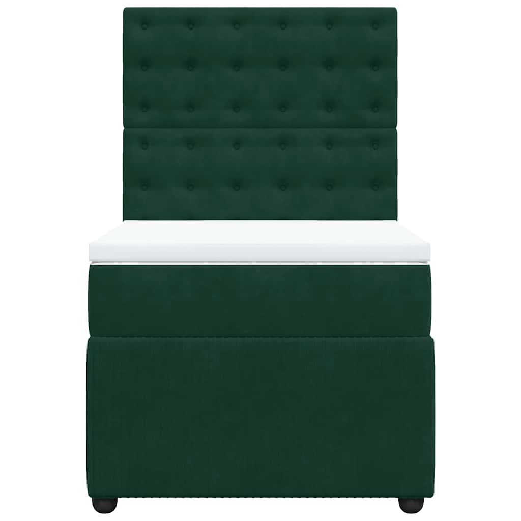 vidaXL Κρεβάτι Boxspring με Στρώμα Σκούρο Πράσινο 100x200εκ. Βελούδινο